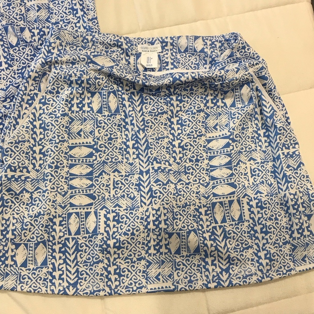 Sigrid Olsen Blue and White Patterned Skort Set - Picture 5 of 11